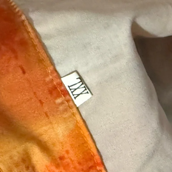 Abstract Red Orange Quilted Button-Up Blouse Women’s XXL Vibrant Print - Picture 3 of 3